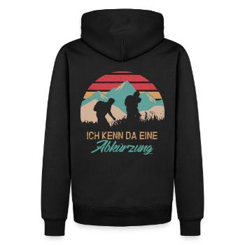 ICH KENN DA EINE .... Wandern - Retrocolor - Männer Premium Bio Hoodie - Schwarz - Hinten - Nico (187cm)