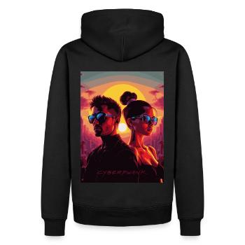 cyber 06 - Männer Premium Bio Hoodie - Schwarz - Hinten - Nico (187cm)