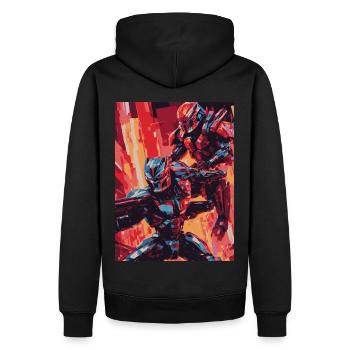 robot 05 - Männer Premium Bio Hoodie - Schwarz - Hinten - Nico (187cm)