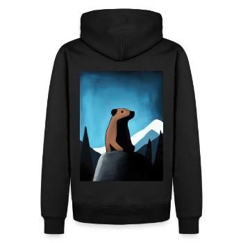 Marmot in Mountain Landscape | Painting - Männer Premium Bio Hoodie - Schwarz - Hinten - Nico (187cm)