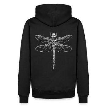 Libellule silhouette blanc - Sweat à capuche Premium bio Homme - noir - Dos - Nico (187cm)