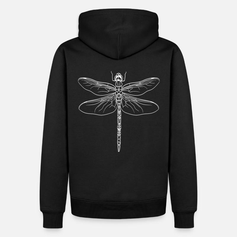 Libelle Silhouette weiss - Männer Premium Bio Hoodie - Schwarz