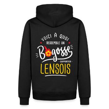 football lens bogosse foot supporter lensois - Sweat à capuche Premium bio Homme - noir - Dos - Nico (187cm)