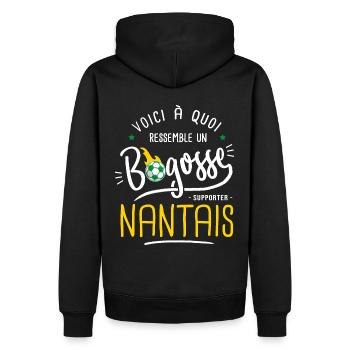 football nantes bogosse foot supporter nantais - Sweat à capuche Premium bio Homme - noir - Dos - Nico (187cm)