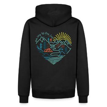Berge Wandern Bergsteigen Sonne Zelt - Männer Premium Bio Hoodie - Schwarz - Hinten - Nico (187cm)