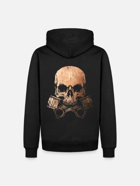 Piston Skull - Schrauber - Mechaniker - Kupfer - Männer Premium Bio Hoodie - Schwarz