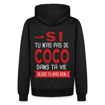 Coco dans ta vie Corinne Coralie Colline Corentin - Sweat à capuche Premium bio Homme - noir - Dos - Nico (187cm)