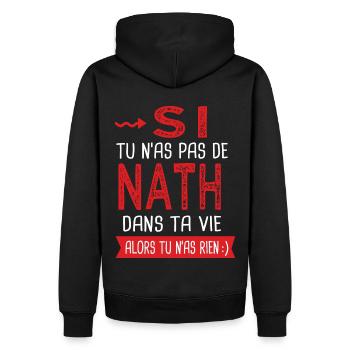 Nath dans ta vie Humour Nathalie Nathan - Sweat à capuche Premium bio Homme - noir - Dos - Nico (187cm)