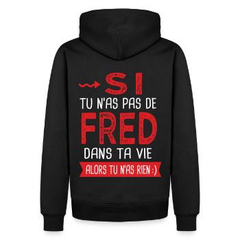 fred dans ta vie Humour Frédérique Frédéric - Sweat à capuche Premium bio Homme - noir - Dos - Nico (187cm)