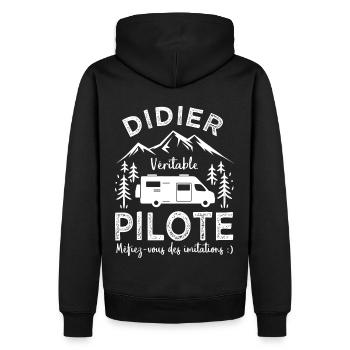 Didier véritable pilote camping car Humour - Sweat à capuche Premium bio Homme - noir - Dos - Nico (187cm)