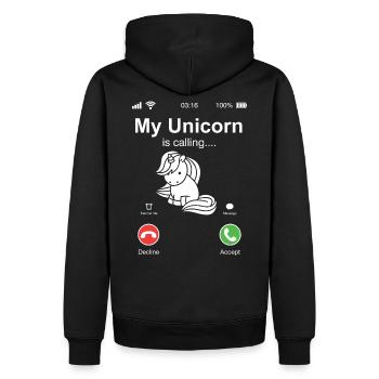 Unicorn fait appel à un cadeau arc-en-ciel - Sweat à capuche Premium bio Homme - noir - Dos - Nico (187cm)