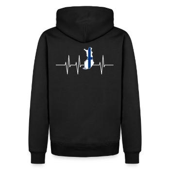 Herzschlag Finnland Geschenk Heimat Flagge Puls - Männer Premium Bio Hoodie - Schwarz - Hinten - Nico (187cm)