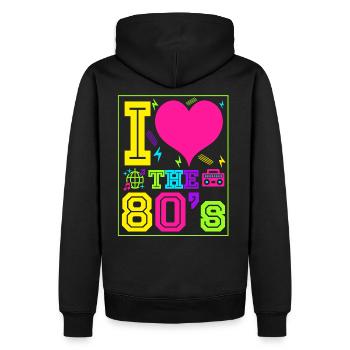 Ich liebe die 80er Geschenk Achtziger Jahre retro - Männer Premium Bio Hoodie - Schwarz - Hinten - Nico (187cm)