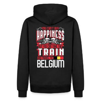 Zug nach Belgien Geschenk Urlaub Eisenbahn Heimat - Männer Premium Bio Hoodie - Schwarz - Hinten - Nico (187cm)