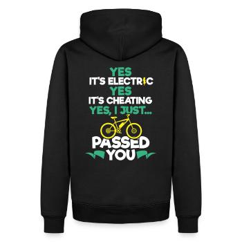 Cadeau E-Bike Bike Humour VTT Electricité - Sweat à capuche Premium bio Homme - noir - Dos - Nico (187cm)