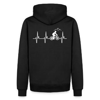 Lustiges Fahrrad Geschenk MTB Rennrad Herzschlag - Männer Premium Bio Hoodie - Schwarz - Hinten - Nico (187cm)