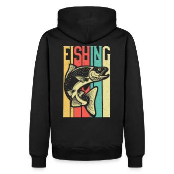 Poisson pêche pêche riviere truite retro - Sweat à capuche Premium bio Homme - noir - Dos - Nico (187cm)