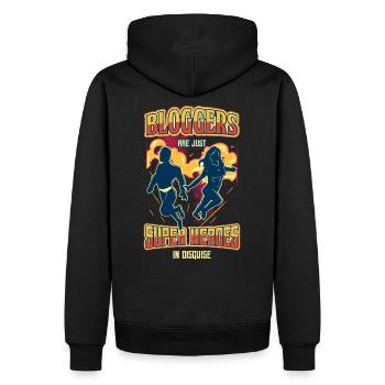 Superhelden Blogger T-Shirt Internet Style Reisen - Männer Premium Bio Hoodie - Schwarz - Hinten - Nico (187cm)