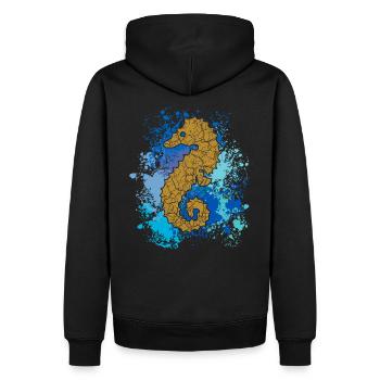 Seepferd | Seepferdchen | Hippocampus - Männer Premium Bio Hoodie - Schwarz - Hinten - Nico (187cm)