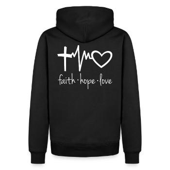 Cadeau de battement de coeur Hope Faith God - Sweat à capuche Premium bio Homme - noir - Dos - Nico (187cm)