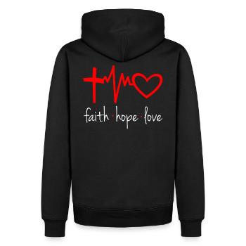 Croire Espérance Amour Don Dieu Jésus - Sweat à capuche Premium bio Homme - noir - Dos - Nico (187cm)