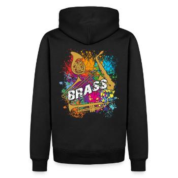 Trompete, Posaune, Saxofon, Horn - BRASS - Männer Premium Bio Hoodie - Schwarz - Hinten - Nico (187cm)