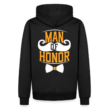 Stolzer Mann Geschenk Hochzeit JGA poltern - Männer Premium Bio Hoodie - Schwarz - Hinten - Nico (187cm)