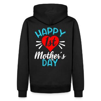 Premier cadeau fête des mères enfants famille maman - Sweat à capuche Premium bio Homme - noir - Dos - Nico (187cm)