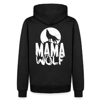 Mama Wolf Geschenk Familie Muttertag Kinder - Männer Premium Bio Hoodie - Schwarz - Hinten - Nico (187cm)