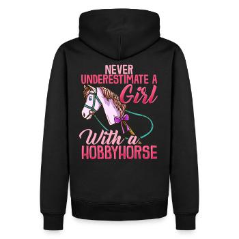Hobbyhorse girl t-shirt horse riding funny - Men’s Premium Organic Hoodie - black - Back - Nico (187cm)