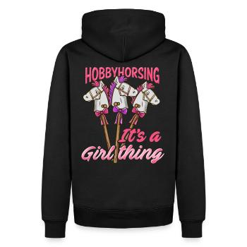 Hobbyhorsing T-Shirt Steckenpferd Reiter Pony - Männer Premium Bio Hoodie - Schwarz - Hinten - Nico (187cm)