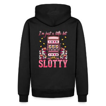 Slot Automat T-Shirt Casino Geld Glück Spieler Ass - Männer Premium Bio Hoodie - Schwarz - Hinten - Nico (187cm)