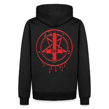 666 Cross T-Shirt Satan Devil Star Heath Devil - Men’s Premium Organic Hoodie - black - Back - Nico (187cm)