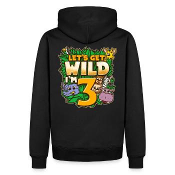 Je suis 3 Dinosaur Safari Birthday T-Shirt - Sweat à capuche Premium bio Homme - noir - Dos - Nico (187cm)