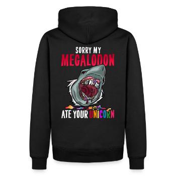 Megalodon Unicorn T-Shirt Primeval Dino Fossils - Men’s Premium Organic Hoodie - black - Back - Nico (187cm)