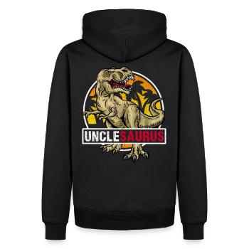 Onkel Dinosaurier T-Shirt Familie Prähistorisch - Männer Premium Bio Hoodie - Schwarz - Hinten - Nico (187cm)