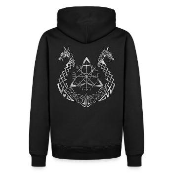 Heiden Symbol Gesichtsmaske Wikinger Walhalla - Männer Premium Bio Hoodie - Schwarz - Hinten - Nico (187cm)