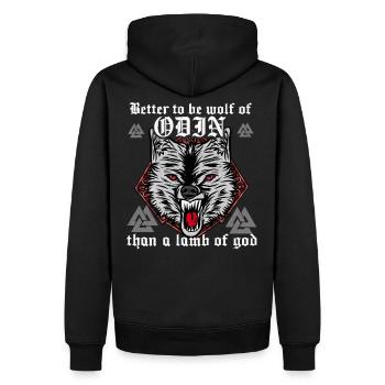 Viking Odin T-Shirt Lutte De Loups Fort Honneur Barbare - Sweat à capuche Premium bio Homme - noir - Dos - Nico (187cm)