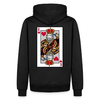 Blackjack Herz König T-Shirt Karten Poker Geld - Männer Premium Bio Hoodie - Schwarz - Hinten - Nico (187cm)