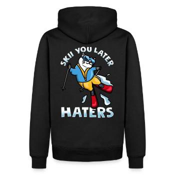 T-shirt de ski, bière de sport après le sport - Sweat à capuche Premium bio Homme - noir - Dos - Nico (187cm)