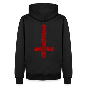 Cross Satanism T-Shirt Devil Pagan Religion 666 - Men’s Premium Organic Hoodie - black - Back - Nico (187cm)