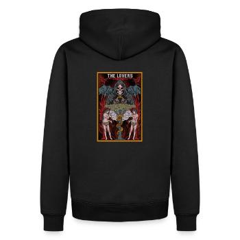 Satan Tarot Card T-Shirt Love Devil Dead 666 - Sweat à capuche Premium bio Homme - noir - Dos - Nico (187cm)