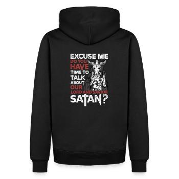 Satan Baphomet T-Shirt 666 Diable Sinner God 666 - Sweat à capuche Premium bio Homme - noir - Dos - Nico (187cm)