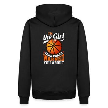 Je suis la fille que ton entraîneur t'a mise en garde contre le basketball - Sweat à capuche Premium bio Homme - noir - Dos - Nico (187cm)