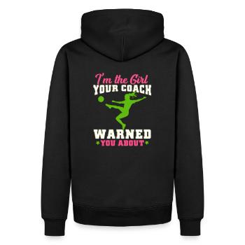 Je suis la fille que ton entraîneur t'a mise en garde contre le football - Sweat à capuche Premium bio Homme - noir - Dos - Nico (187cm)