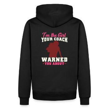 Je suis la fille que ton entraîneur t'a mise en garde contre le football - Sweat à capuche Premium bio Homme - noir - Dos - Nico (187cm)