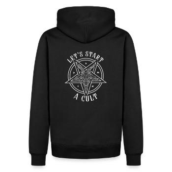Let's start a Cult Satan Pentagramm Baphomet 666 - Männer Premium Bio Hoodie - Schwarz - Hinten - Nico (187cm)