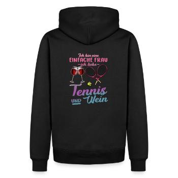 Ich liebe Tennis und Wein Frau Sport Alkohol Ball - Männer Premium Bio Hoodie - Schwarz - Hinten - Nico (187cm)
