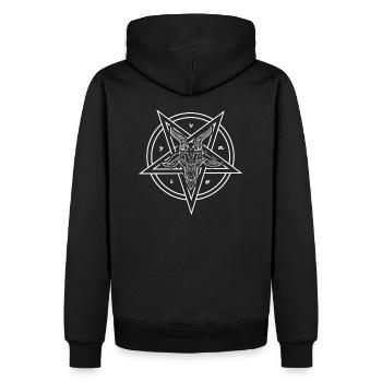 T-shirt Baphomet Pentagram Satan Heath 666 Occulte - Sweat à capuche Premium bio Homme - noir - Dos - Nico (187cm)