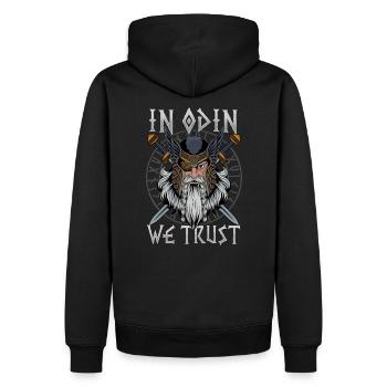 Dans Odin, nous faisons confiance au guerrier de l'épée de la fierté viking - Sweat à capuche Premium bio Homme - noir - Dos - Nico (187cm)